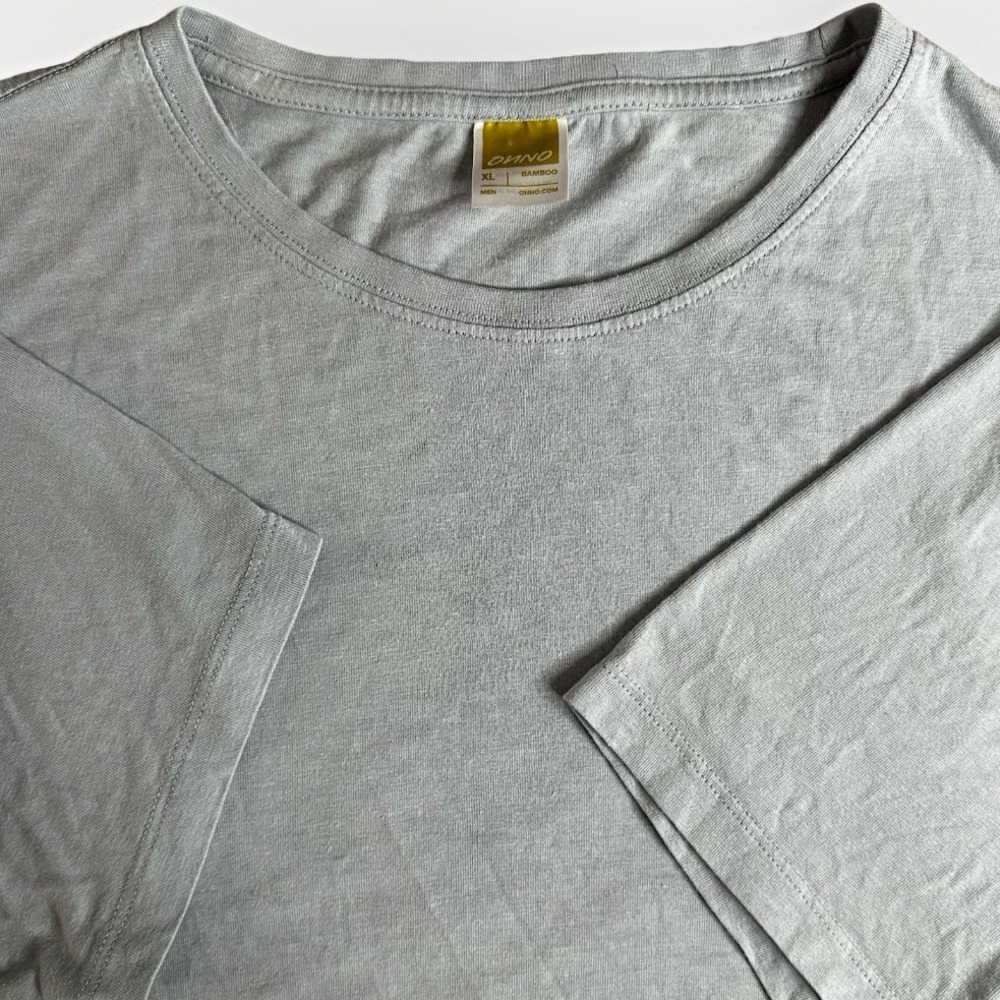 ONNO Shirt Mens XL Light Blue Bamboo Organic Cotton Crew Neck Basic Essential
